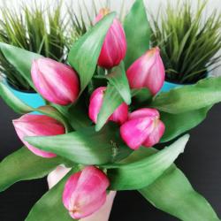 Tulipany sztuczne, różowe, 7 szt
