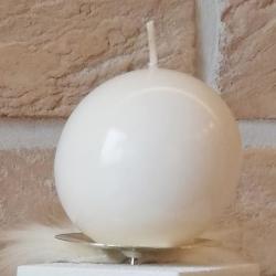 Świeca biała kula 6 cm matowa