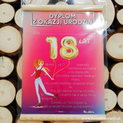 Dyplom na 18 Urodziny dziewczyny