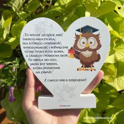 Drewniana tabliczka, serce dla Nauczyciela