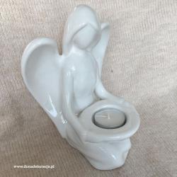 Anioł siedzący - ceramiczny świecznik