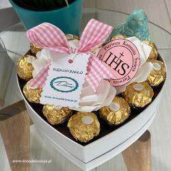 Flowerbox na komunię, mały, z Ferrero Rocher